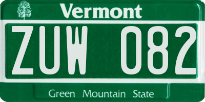 VT license plate ZUW082
