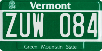VT license plate ZUW084
