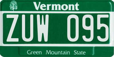 VT license plate ZUW095