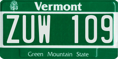 VT license plate ZUW109