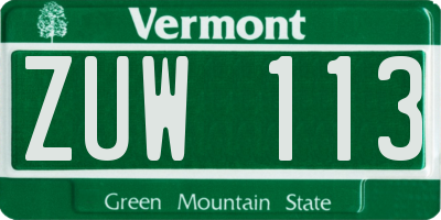 VT license plate ZUW113