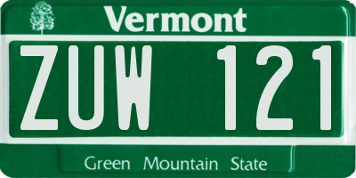 VT license plate ZUW121