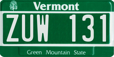 VT license plate ZUW131