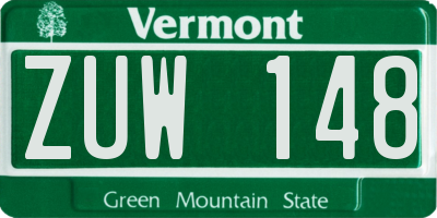 VT license plate ZUW148