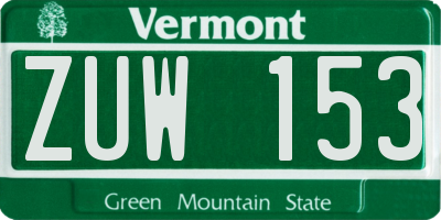 VT license plate ZUW153