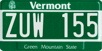 VT license plate ZUW155