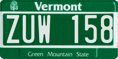 VT license plate ZUW158