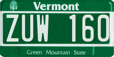 VT license plate ZUW160