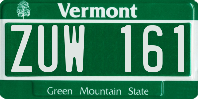 VT license plate ZUW161