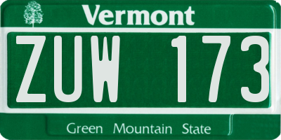 VT license plate ZUW173