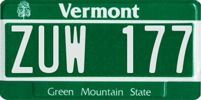 VT license plate ZUW177
