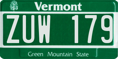 VT license plate ZUW179