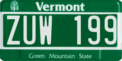 VT license plate ZUW199
