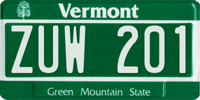 VT license plate ZUW201