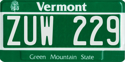 VT license plate ZUW229