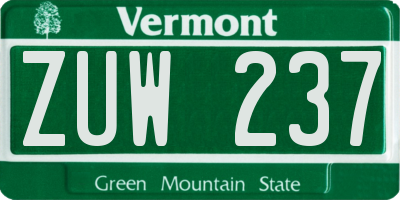 VT license plate ZUW237
