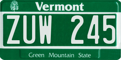 VT license plate ZUW245