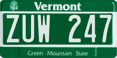 VT license plate ZUW247