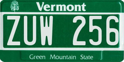 VT license plate ZUW256