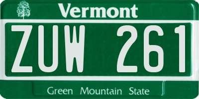 VT license plate ZUW261