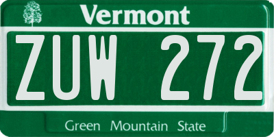 VT license plate ZUW272