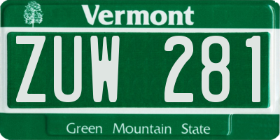 VT license plate ZUW281