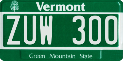 VT license plate ZUW300