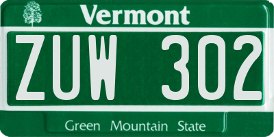 VT license plate ZUW302