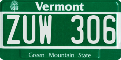 VT license plate ZUW306