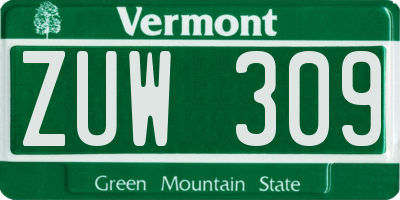 VT license plate ZUW309