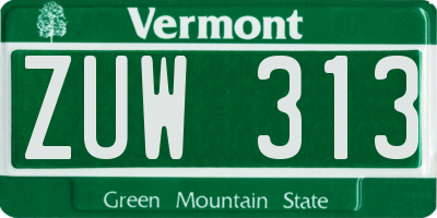 VT license plate ZUW313