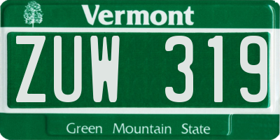 VT license plate ZUW319