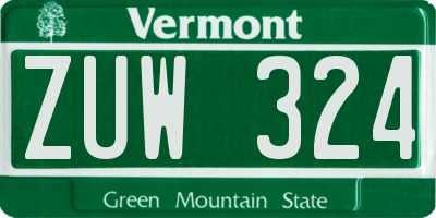 VT license plate ZUW324