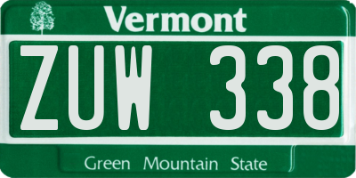 VT license plate ZUW338