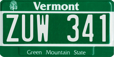 VT license plate ZUW341
