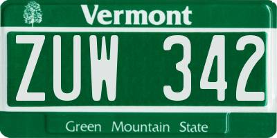 VT license plate ZUW342