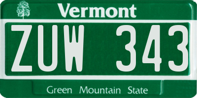 VT license plate ZUW343