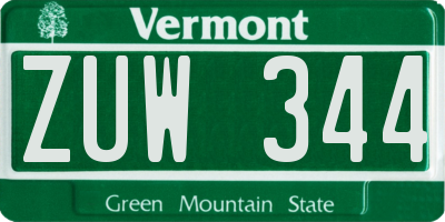 VT license plate ZUW344