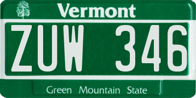 VT license plate ZUW346