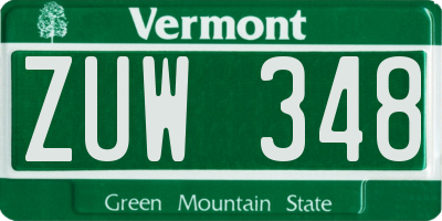 VT license plate ZUW348