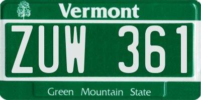 VT license plate ZUW361