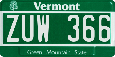 VT license plate ZUW366