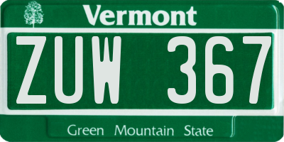 VT license plate ZUW367