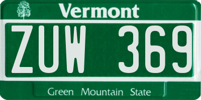 VT license plate ZUW369