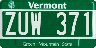 VT license plate ZUW371