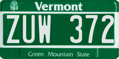VT license plate ZUW372