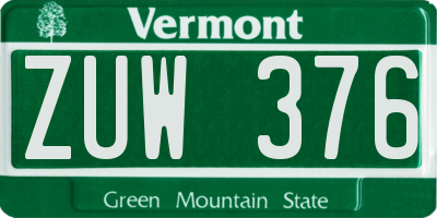 VT license plate ZUW376