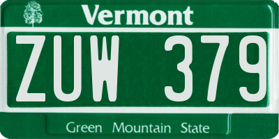 VT license plate ZUW379