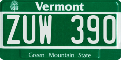 VT license plate ZUW390