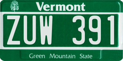 VT license plate ZUW391